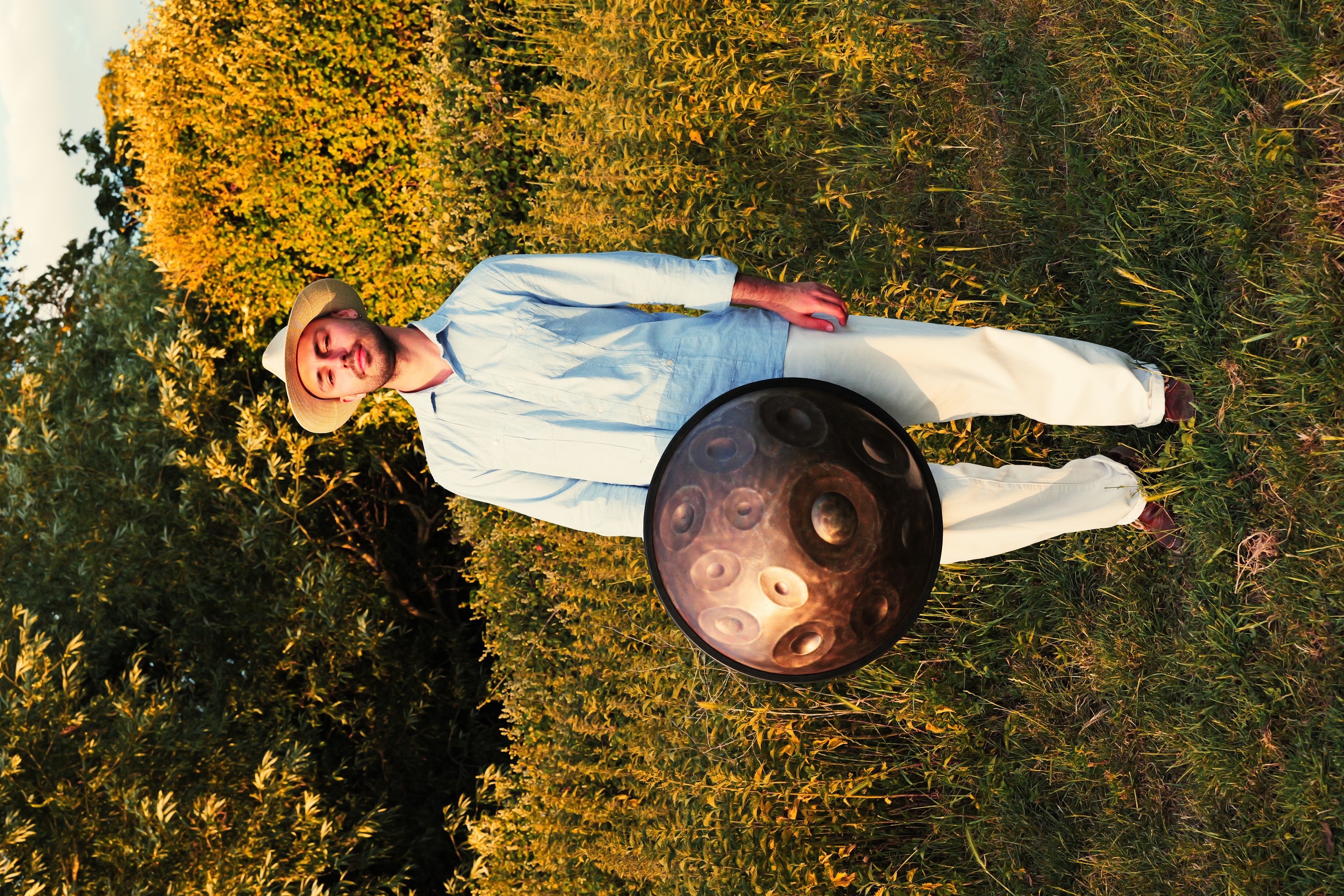 Seraphim Zlatev with a handpan outdoors